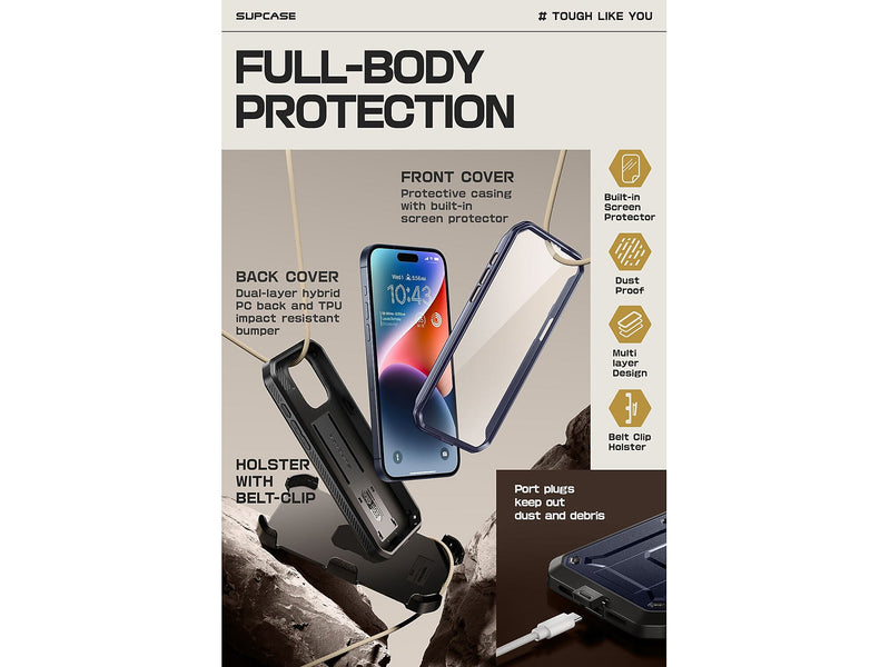 SUPCASE Unicorn Beetle PRO Rugged Case for iPhone 15 Pro Max, Shock-Absorbing, Dark Blue