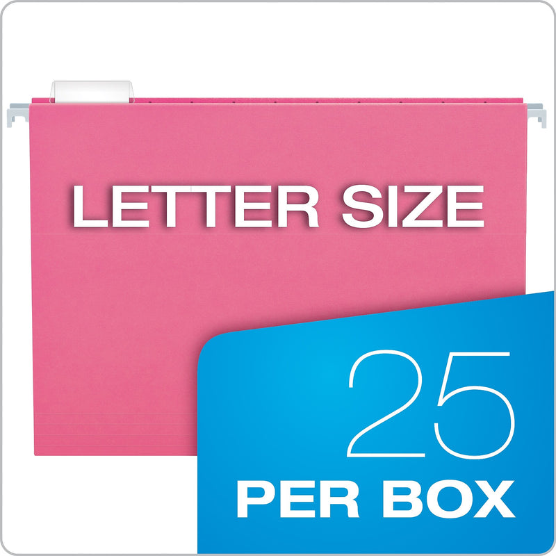Pendaflex 100% Recycled Hanging File Folder, 1-Tab, Letter, Pink, 10/Box (81609EE)