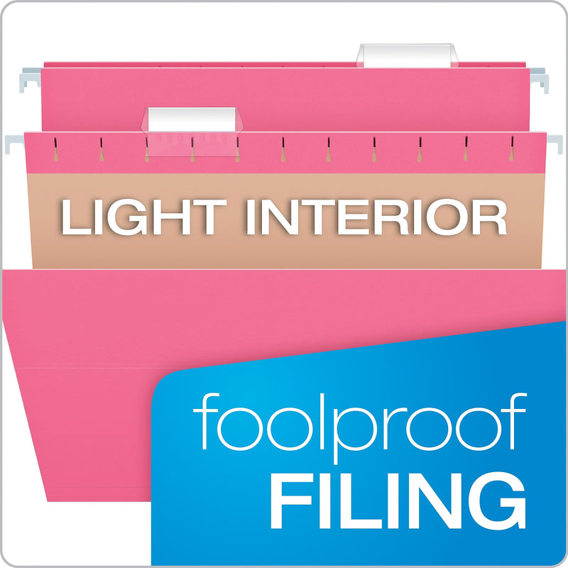 Pendaflex 100% Recycled Hanging File Folder, 1-Tab, Letter, Pink, 10/Box (81609EE)