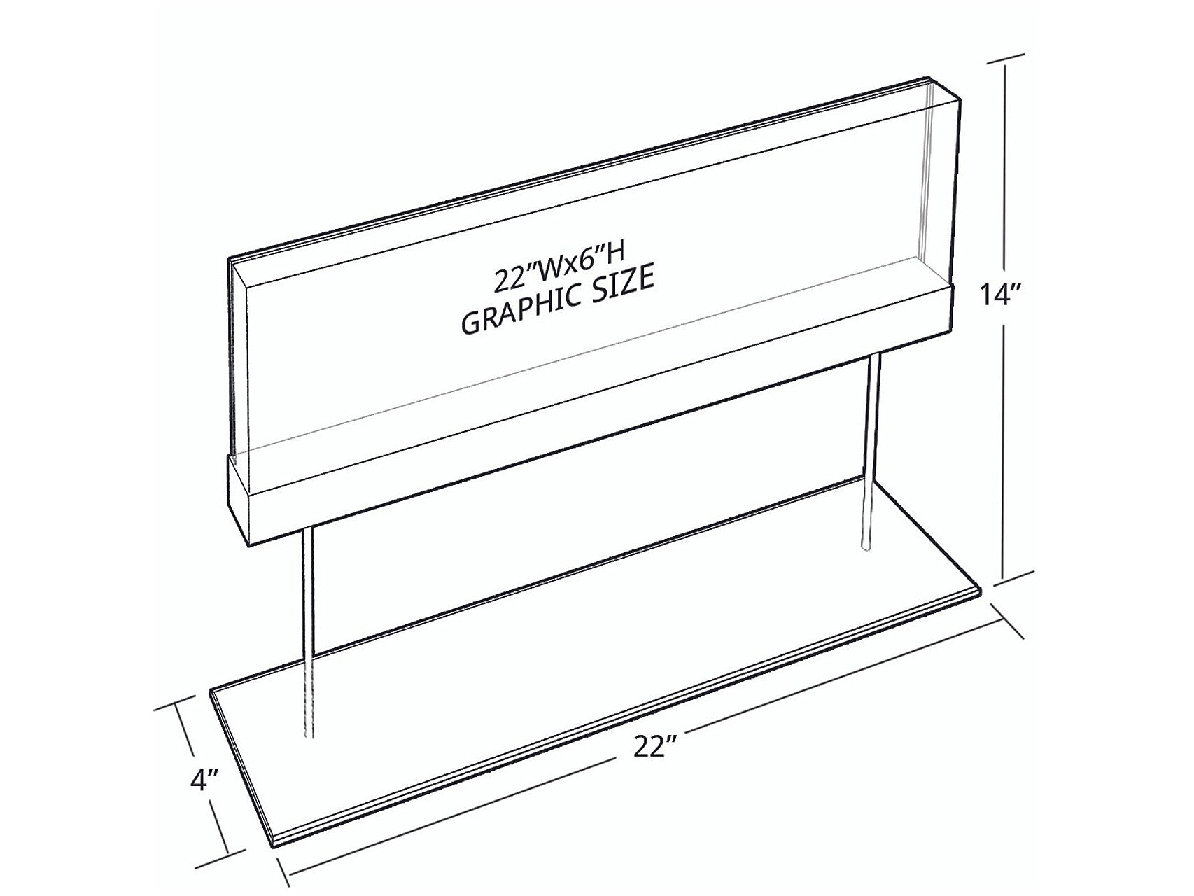 Azar Sign Holder, 22" x 14", Horizontal, Table Top, Clear/Chrome, Acrylic (104568)