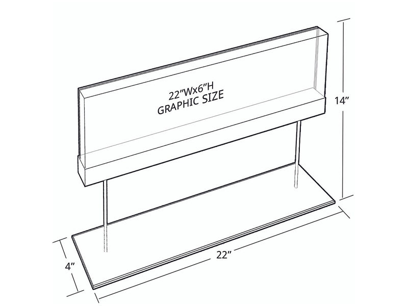 Azar Sign Holder, 22" x 14", Horizontal, Table Top, Clear/Chrome, Acrylic (104568)