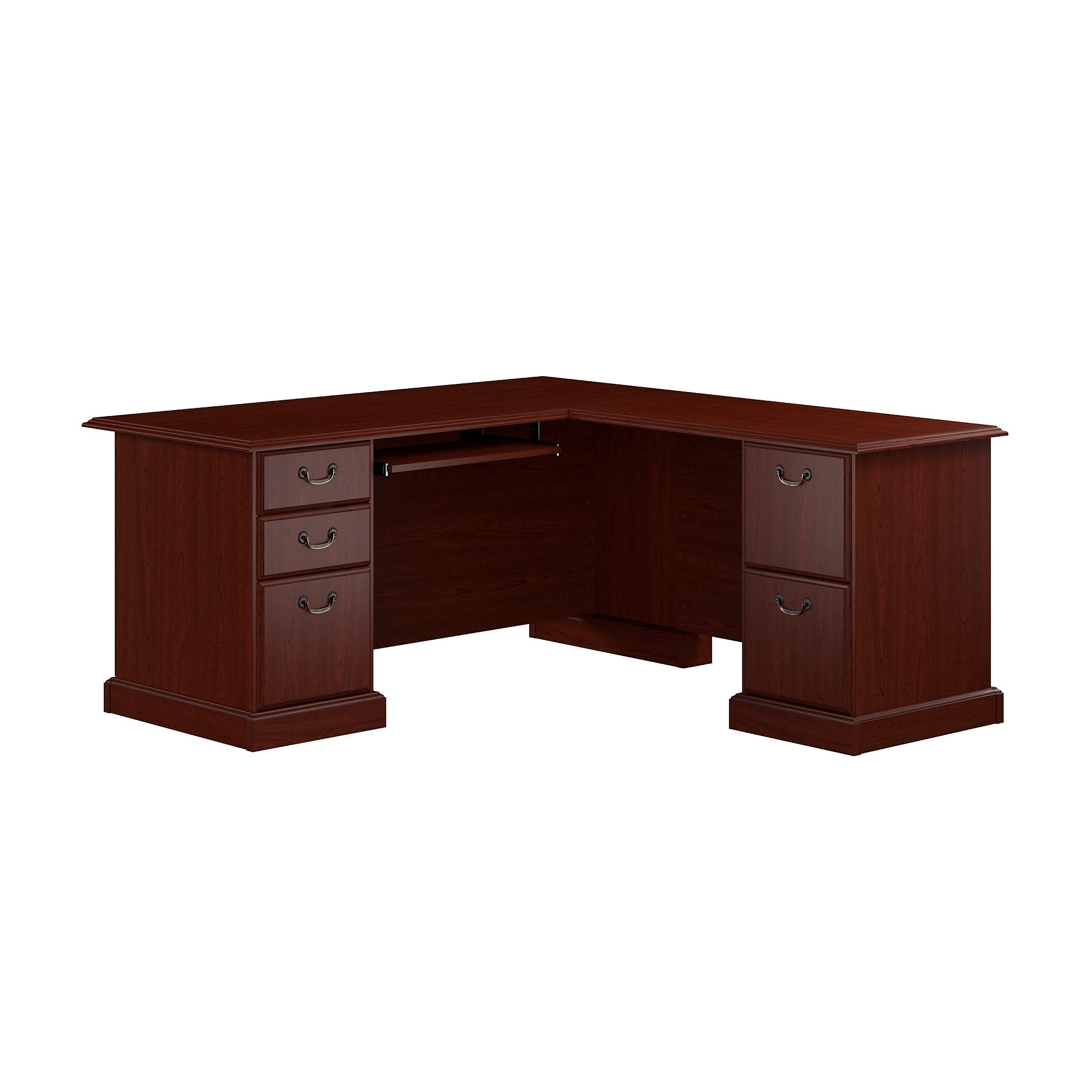Bush Business Furniture 66"W Arlington L Shaped Desk with Drawers and Keyboard Tray, Harvest Cherry (WC65570-03K)