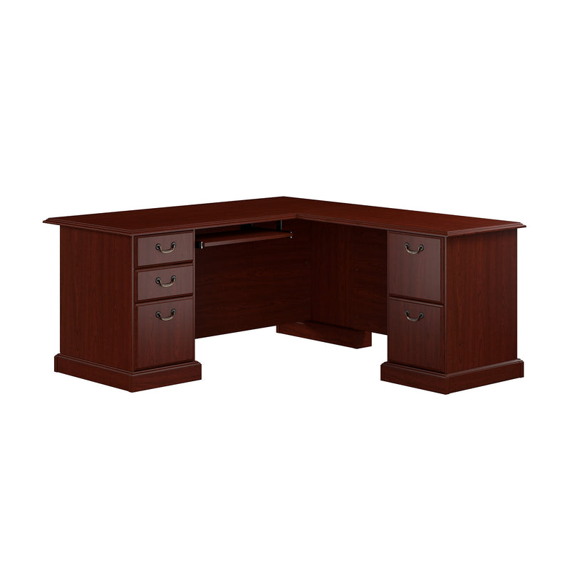 Bush Business Furniture 66"W Arlington L Shaped Desk with Drawers and Keyboard Tray, Harvest Cherry (WC65570-03K)