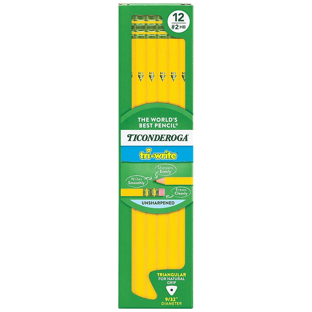 Ticonderoga Tri-Write Wooden Pencil, 2.2mm, #2 Soft Lead, Dozen  (X13856X)