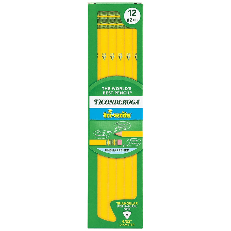 Ticonderoga Tri-Write Wooden Pencil, 2.2mm, #2 Soft Lead, Dozen  (X13856X)