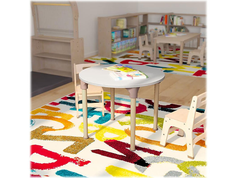 Flash Furniture Bright Beginnings Hercules 33" Round Table, Height Adjustable, White/Beech (MK-ME088022-GG)
