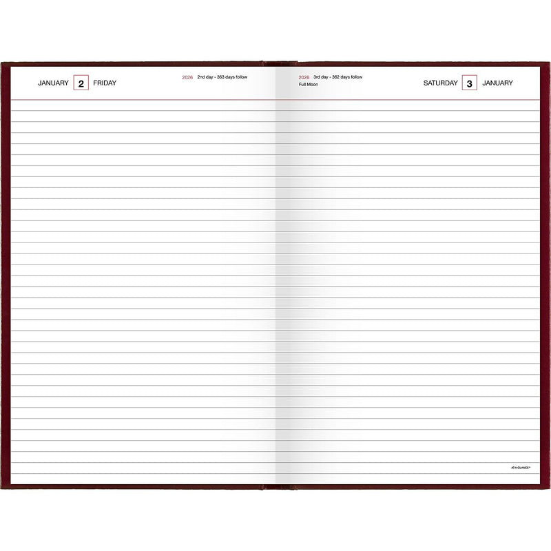 AT-A-GLANCE 2026 Hardcover Diary, 7.75" x 12", Ruled, Red (SD376-13-26)