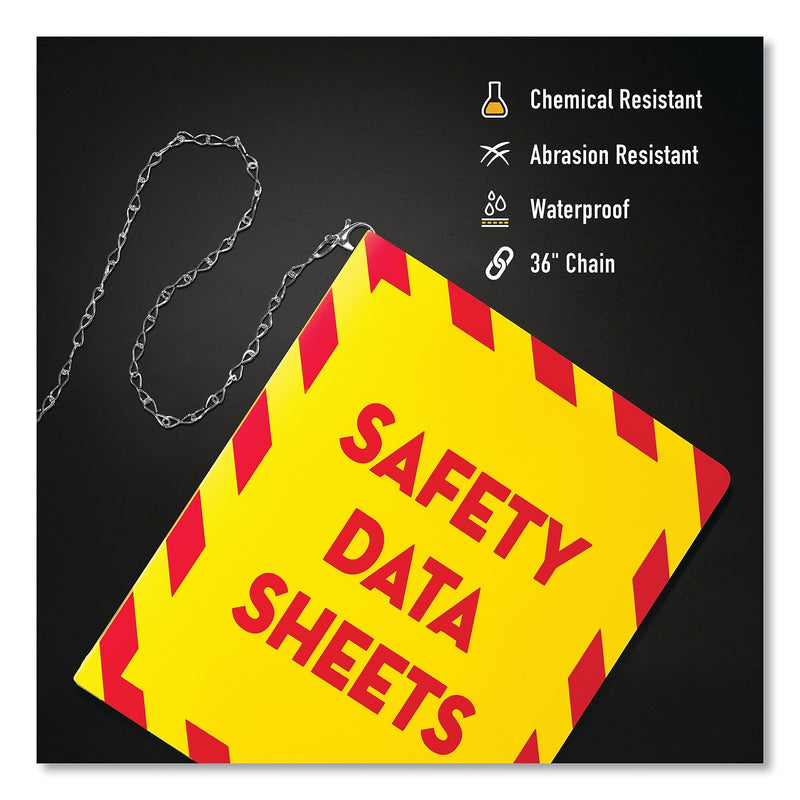 Avery UltraDuty Safety Data Sheet Binders with Chain, 3 Rings, 2" Capacity, 11 x 8.5, Yellow/Red