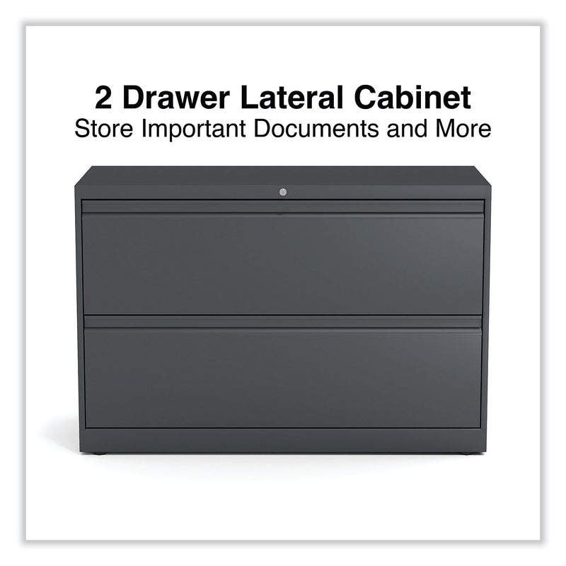 Alera 2-Drawer Lateral File Cabinet, Letter/Legal Size, Lockable, 28"H x 42"W x 18.63"D, Charcoal (ALEHLF4229CC)
