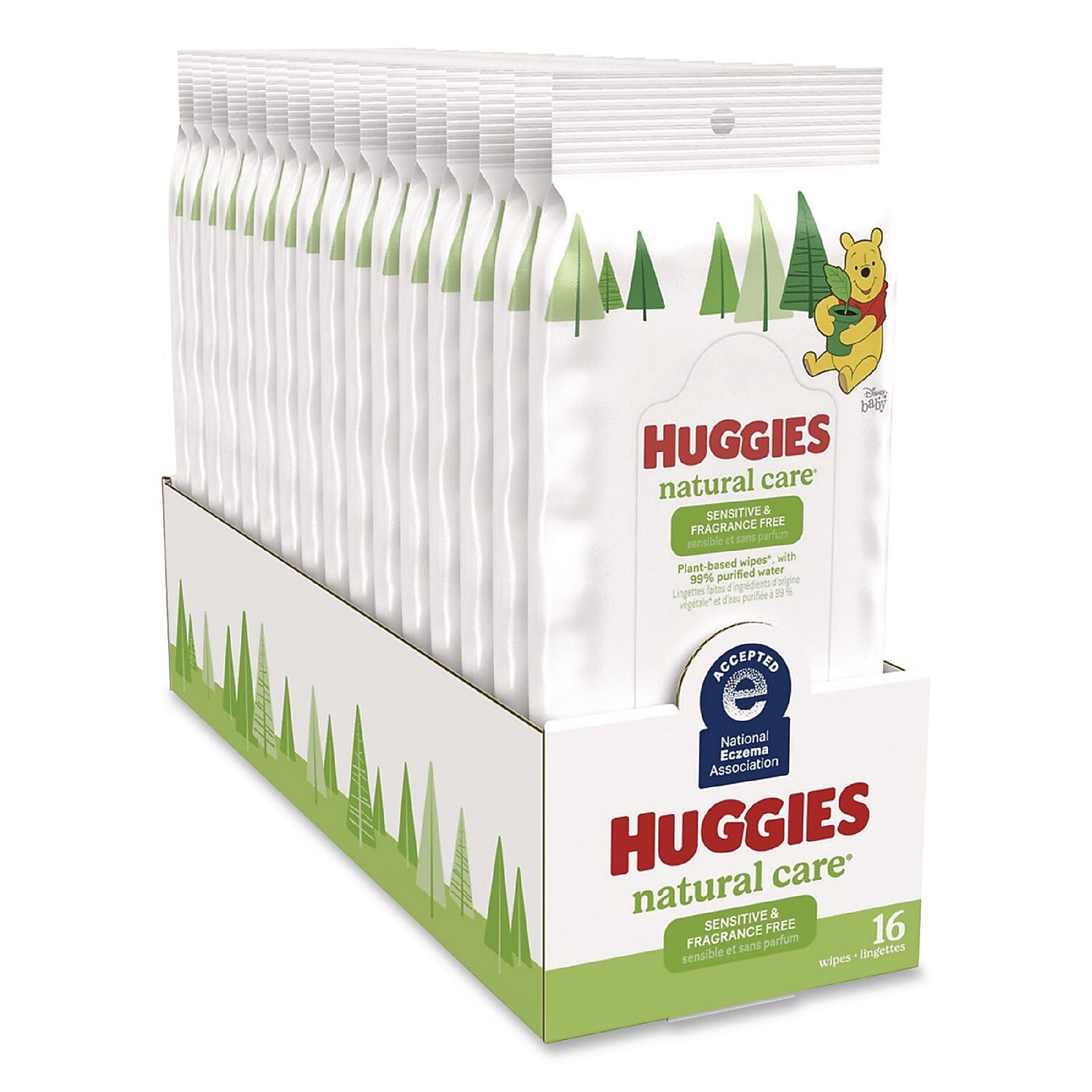 Huggies Natural Care Sensitive Baby Wipes, Unscented, White, 16 Wipes/Pack, 16 Packs/Carton (40706)