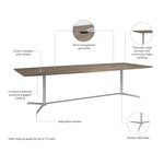 Bush Business Furniture 120W x 48D Boat Shaped Conference Table with Metal Base, Modern Hickory (99TBM120MHSVK)