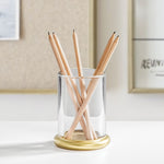 mDesign Glass Pencil Cup, Clear/Soft Brass (26030)