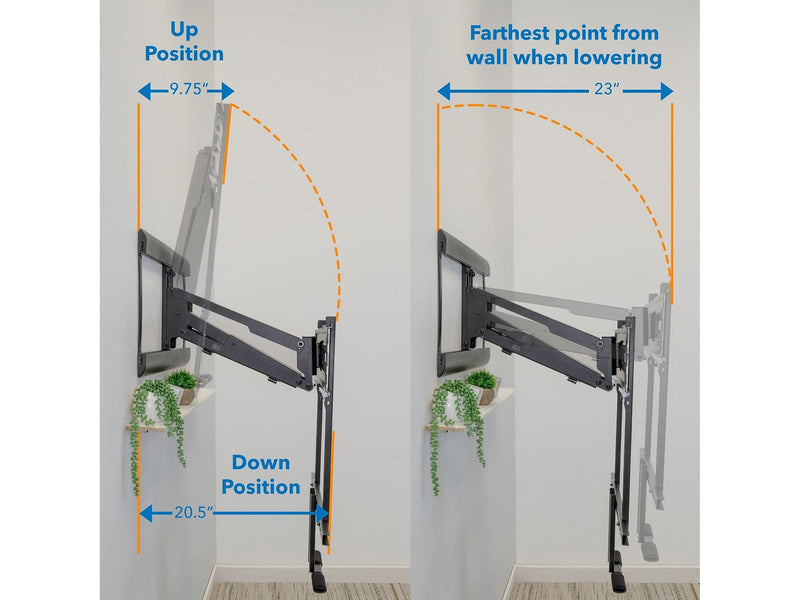 Mount-It! Pull-Down Fireplace TV Mount with Spring Arm, 72 lbs. Max. (MI-395)