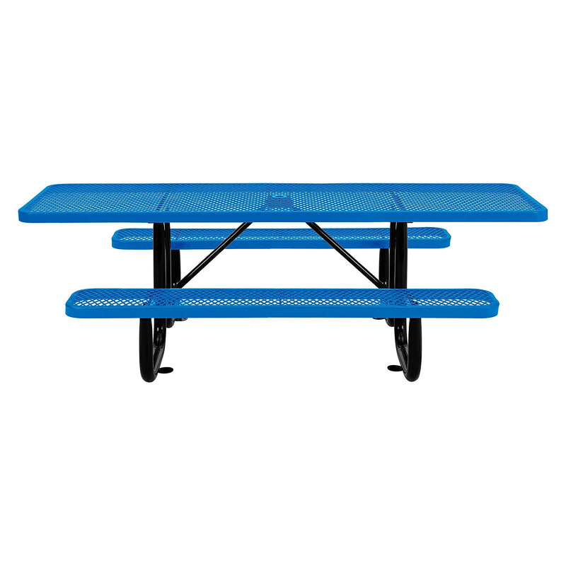 Global Industrial 8' ADA Outdoor Steel Picnic Table, Expanded Metal, Blue (695289BL)