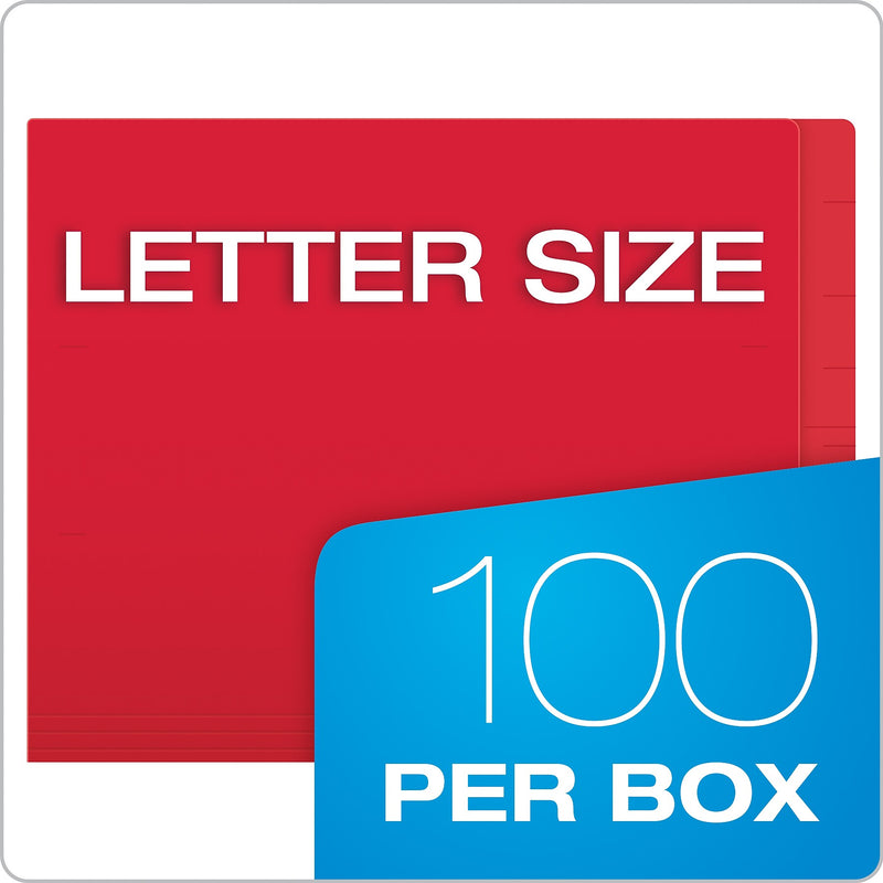 Pendaflex Heavy Duty End Tab File Folder, Straight Cut, Letter Size, Red, 100/Box (H110DR)