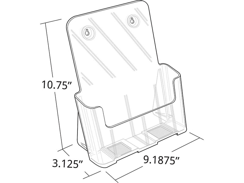 Azar Brochure Holder, 9.1875" x 10.75", Vertical, Desktop/Wall, Clear, Plastic, 2/Pack (252384)