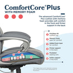 La-Z-Boy Niall AIR Lumbar Pro+ Ergonomic Vegan Leather Executive Big & Tall Chair, 400 lb. Capacity, Cool Gray (60114-CGRY)