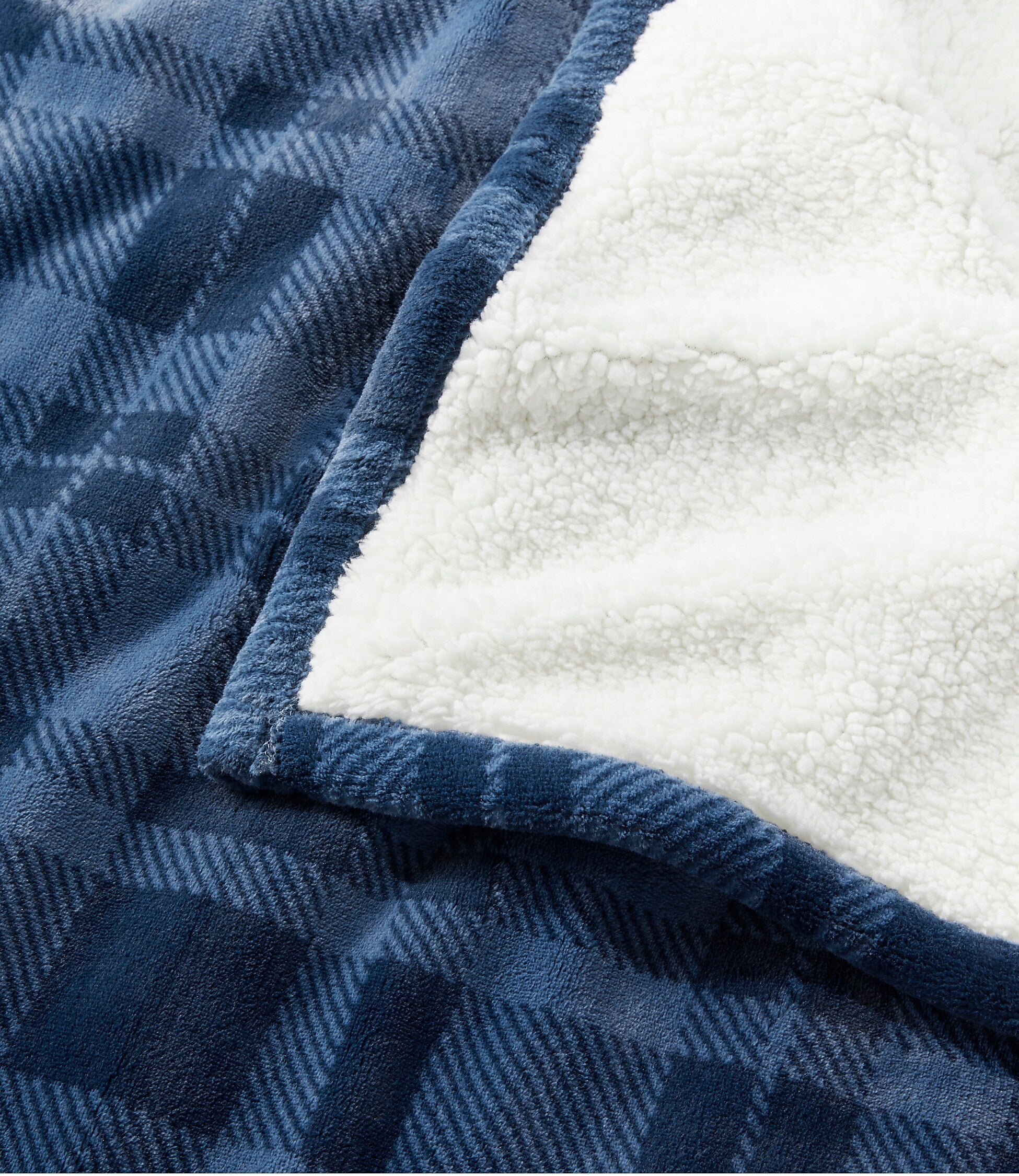 L.L.Bean Wicked Plush Sherpa Throw, Large, Nautical Navy Plaid (1000095154)