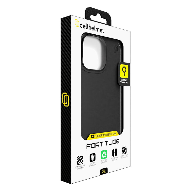 cellhelmet Fortitude Series MagSafe Phone Case for iPhone 16 Pro Max, Shock Absorbing, Onyx Black (CF-107-BLK)