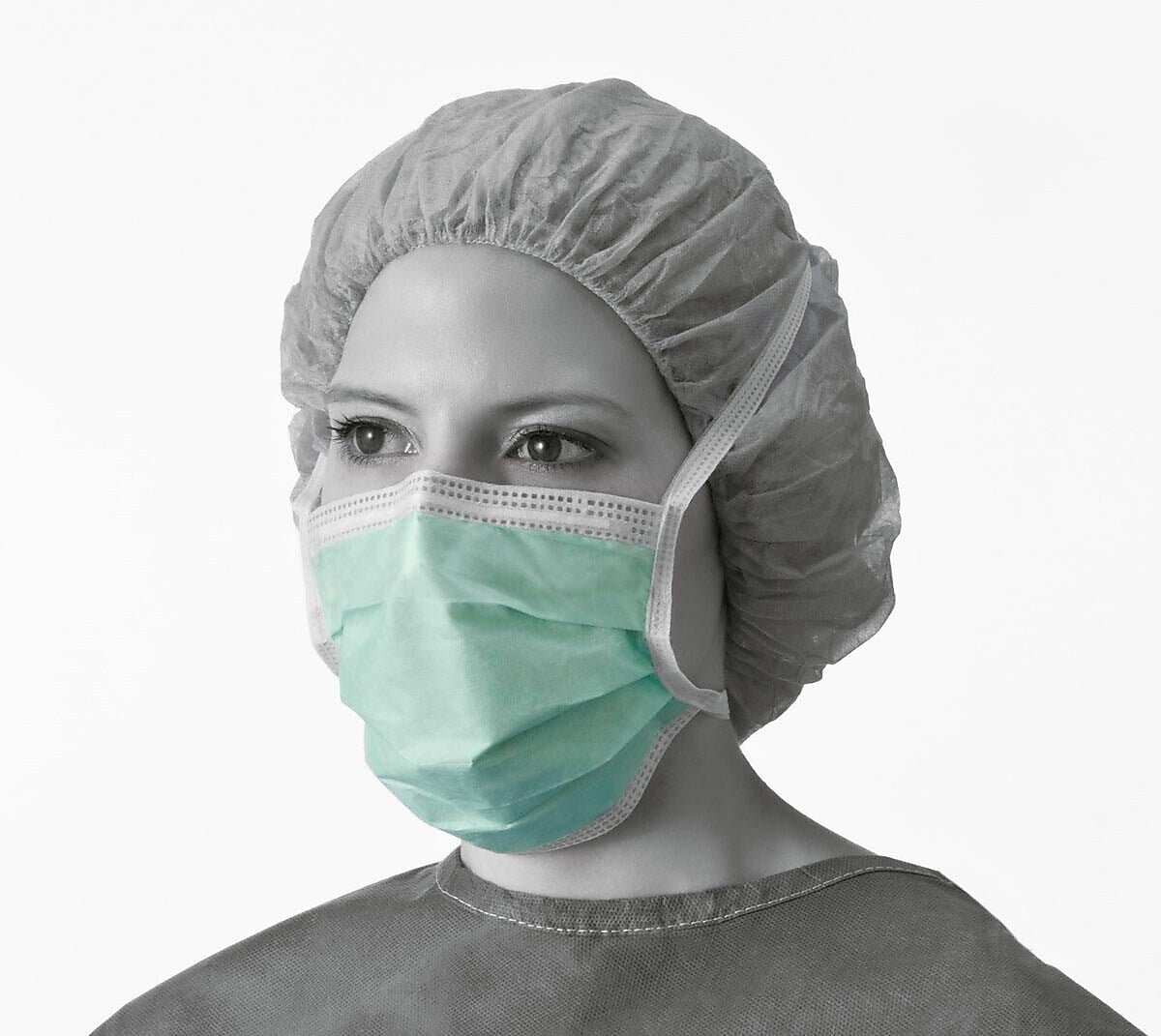 Medline Disposable ASTM Level 1 Surgical Face Masks with Ties, Green, 300/Carton (NON27379A)