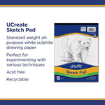 Pacon UCreate 9" x 12" Tape Bound Sketch Pad, 50 Sheets/Pad (4746)