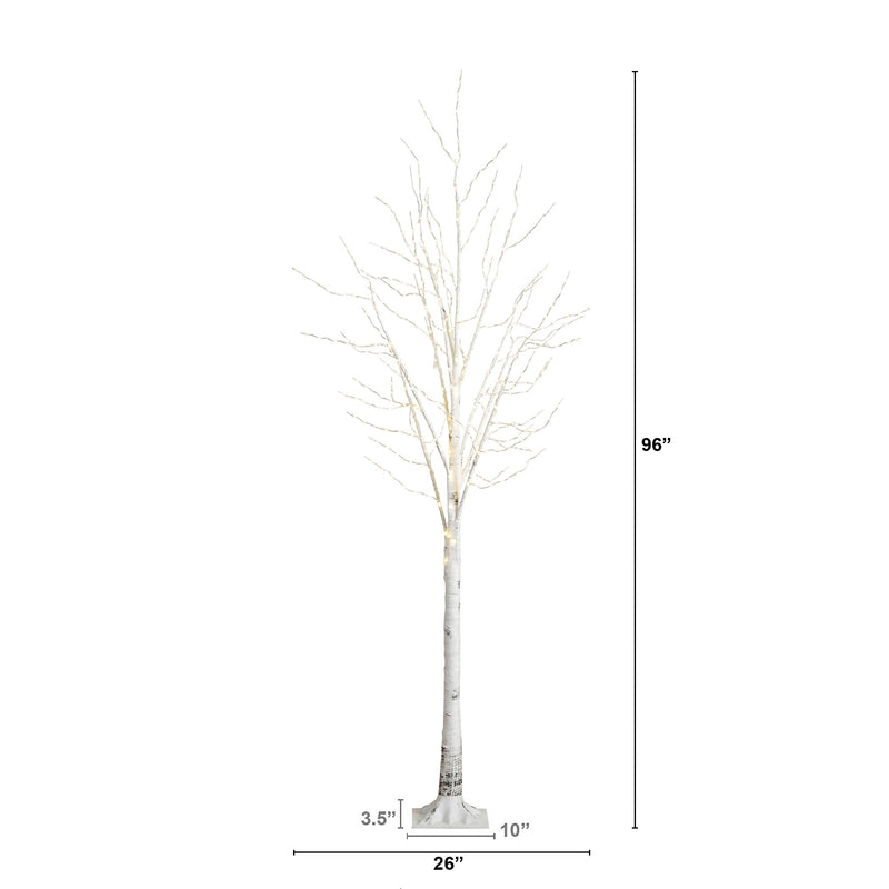 Nearly Natural 8-ft Pre-Lit Artificial White Birch Tree with 500 Warm White LED Lights (T4912)