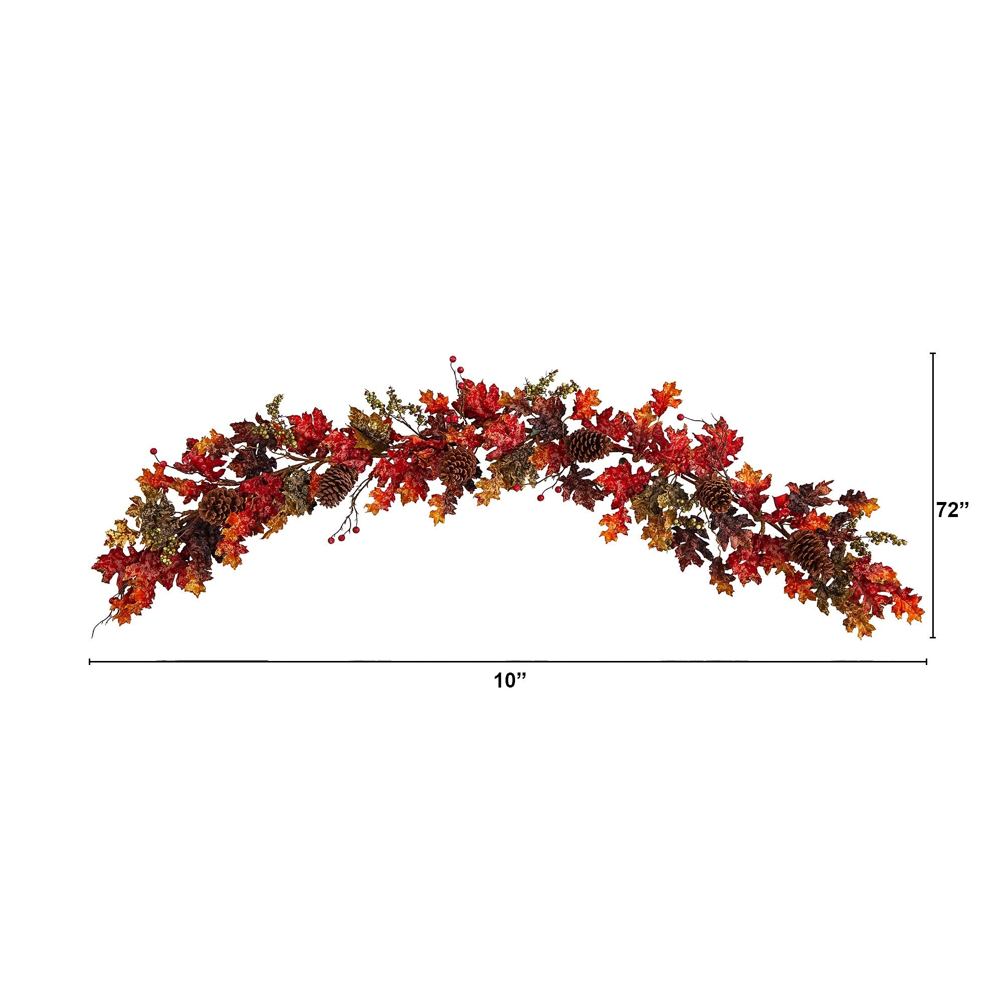 Nearly Natural 6' Autumn Maple Leaves, Berry and Pinecones Fall Artificial Garland (W1236)
