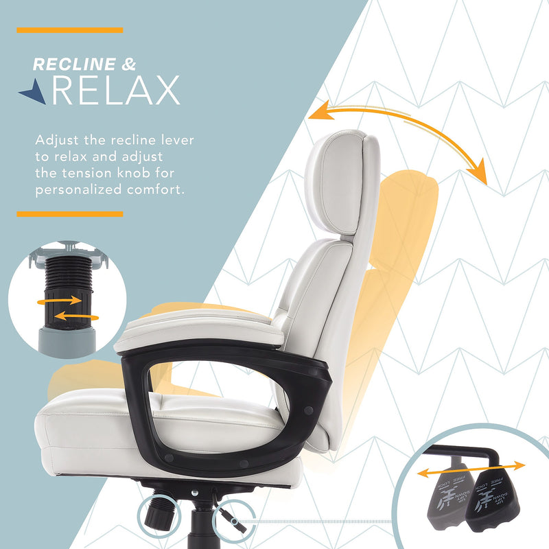 Click365 Classic Ergonomic Bonded Leather Swivel Executive Chair, Light Gray (CCHR10022C)