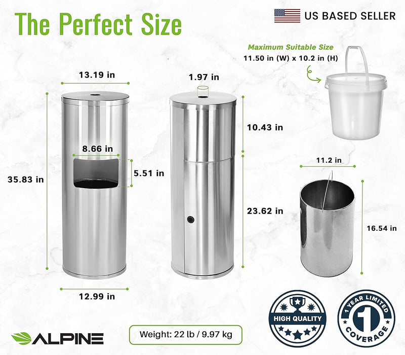 Alpine Industries Universal Floor Stand Wet Wipe Dispenser, Stainless Steel (ALP4777)