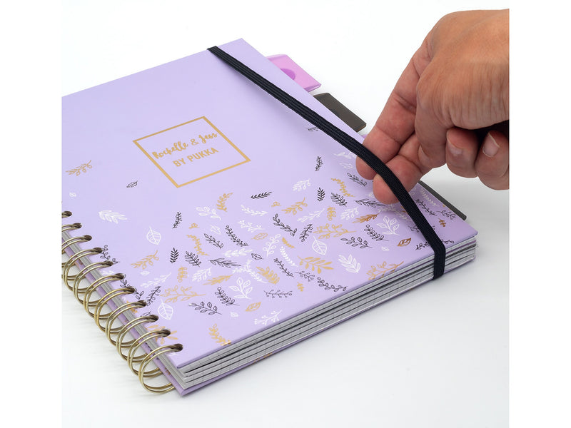 Pukka Pad Rochelle & Jess 5-Subject Notebook, 7.5" x 10", Graph-Ruled, 100 Sheets, Lilac, 3/Pack (9917-ROC)