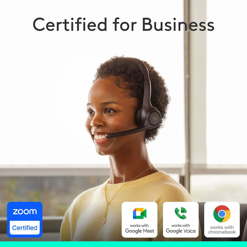 Logitech Zone 305 Wireless Noise Canceling Bluetooth Stereo Headset, USB-C, MS Certified (981-001452)
