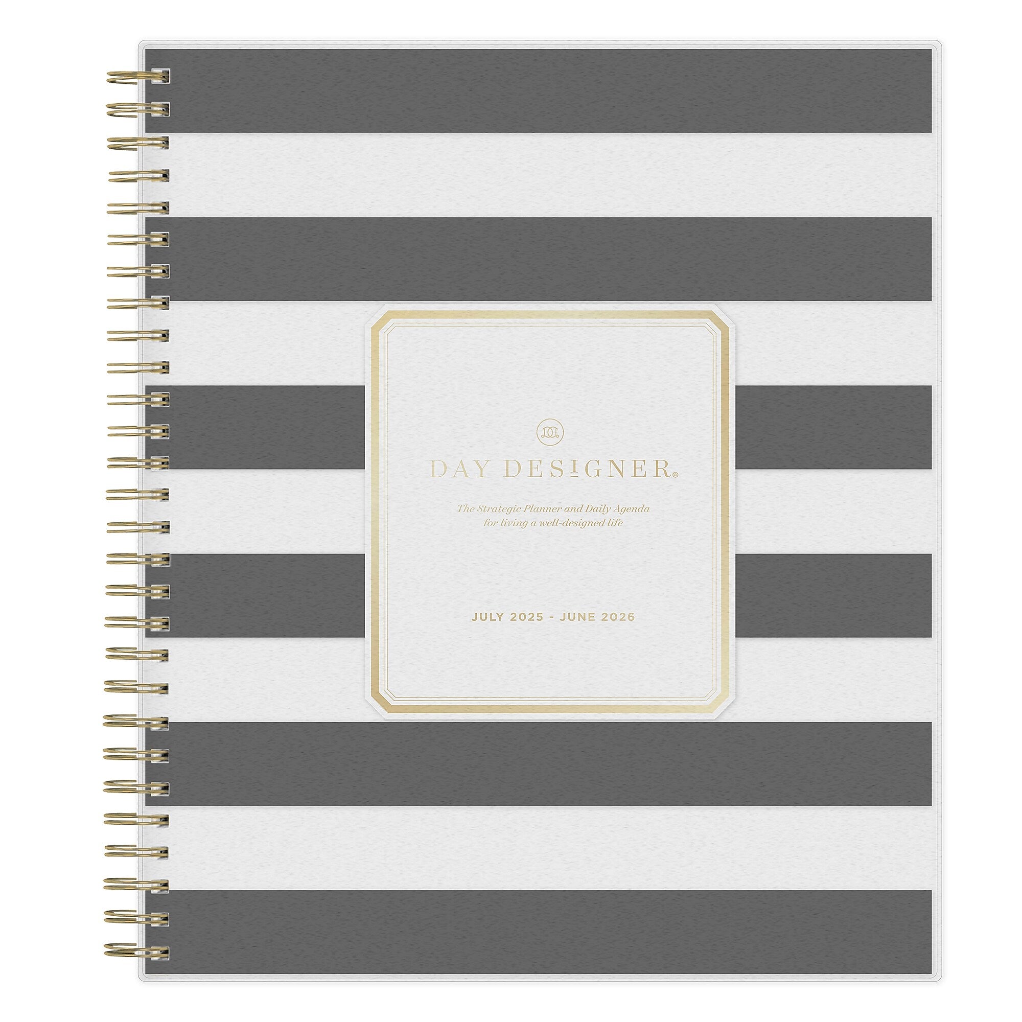 2025-2026 Day Designer for Blue Sky Rugby Stripe 8" x 10" Academic Daily & Monthly Personal Organizer (137885-A26)