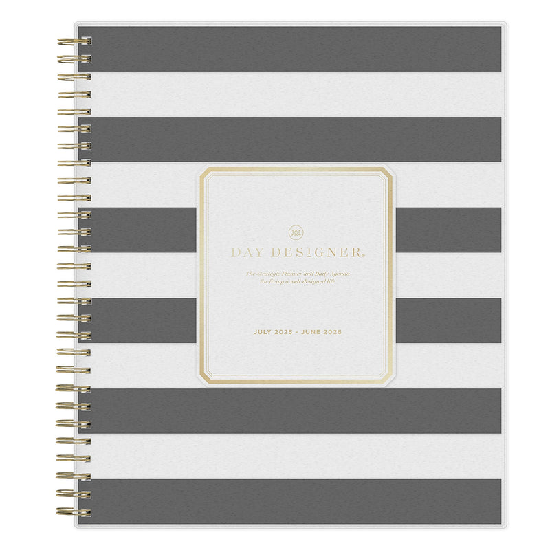 2025-2026 Day Designer for Blue Sky Rugby Stripe 8" x 10" Academic Daily & Monthly Personal Organizer (137885-A26)