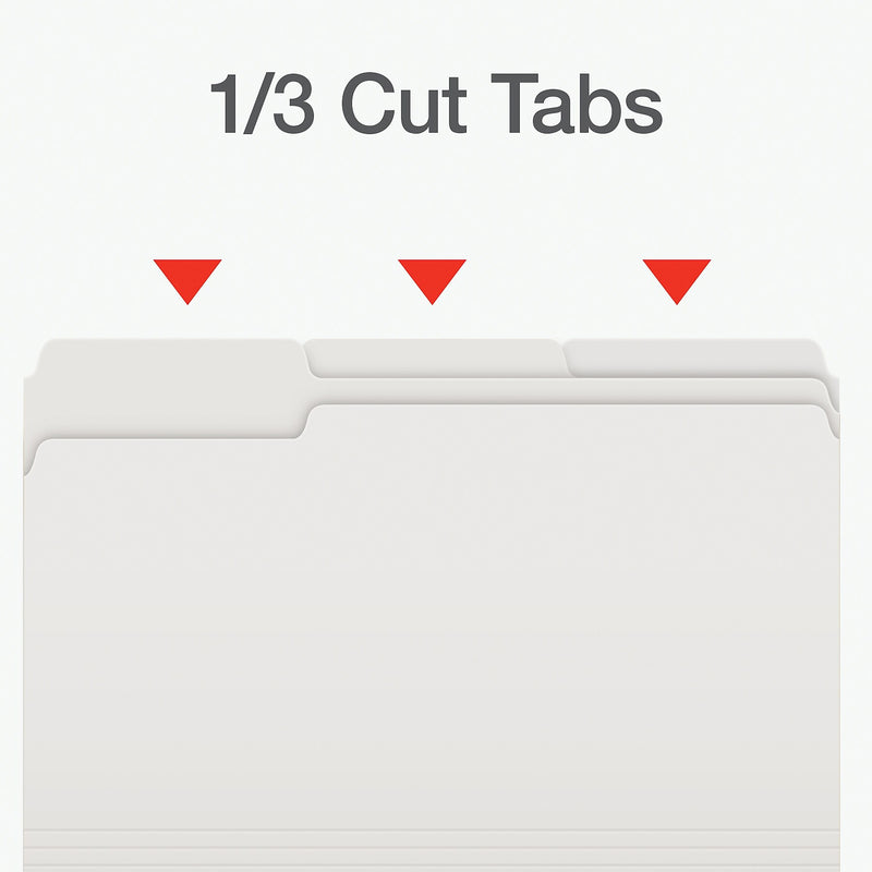 Pendaflex Heavy Duty File Folder, 1/3-Cut Tab, Assorted, Legal Size, White, 100/Box (1007034)