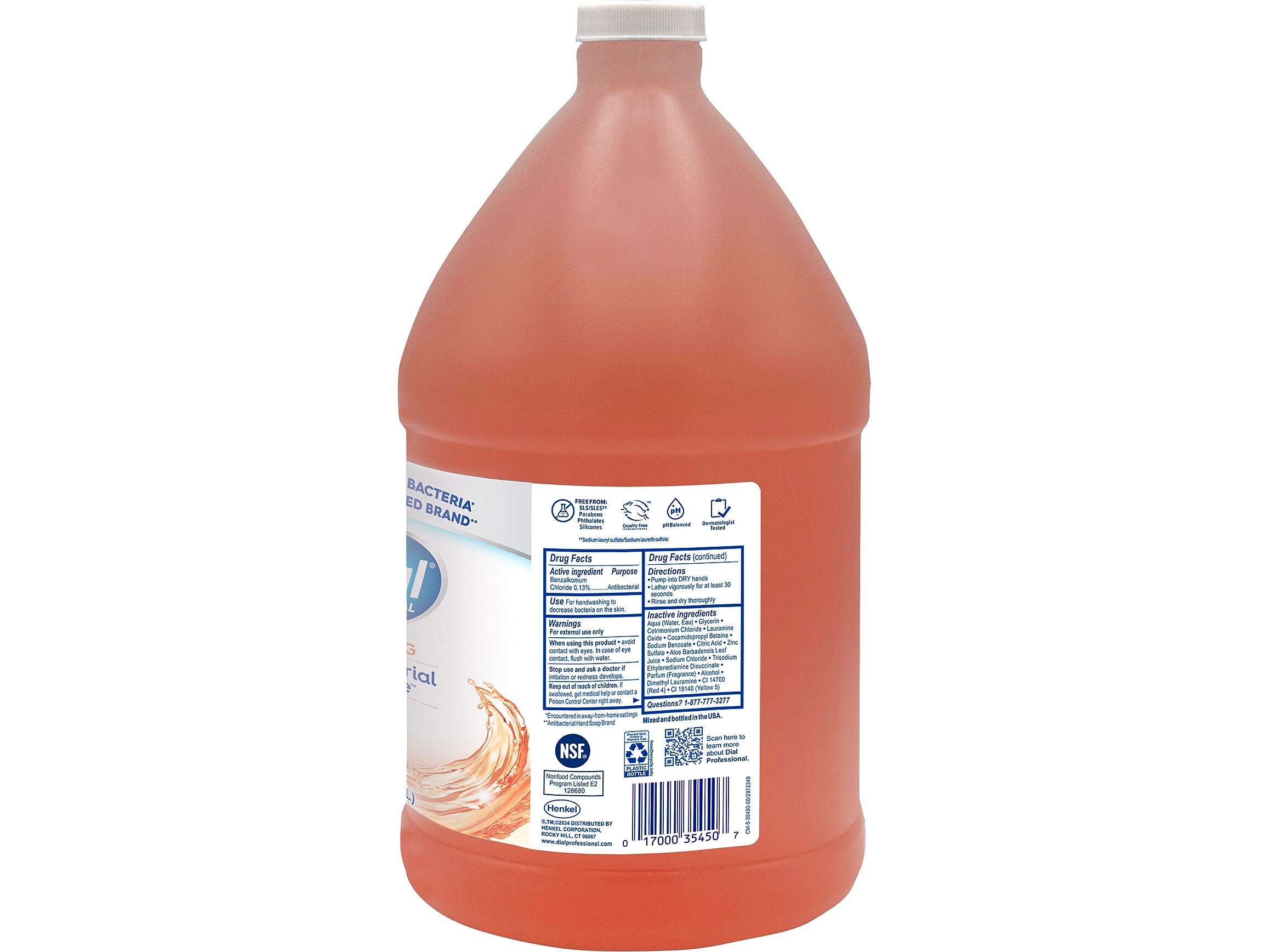Dial Professional Antibacterial Defense Foaming Hand Soap Refill, Original Scent, 1 Gal., 4/Carton (17000354521)