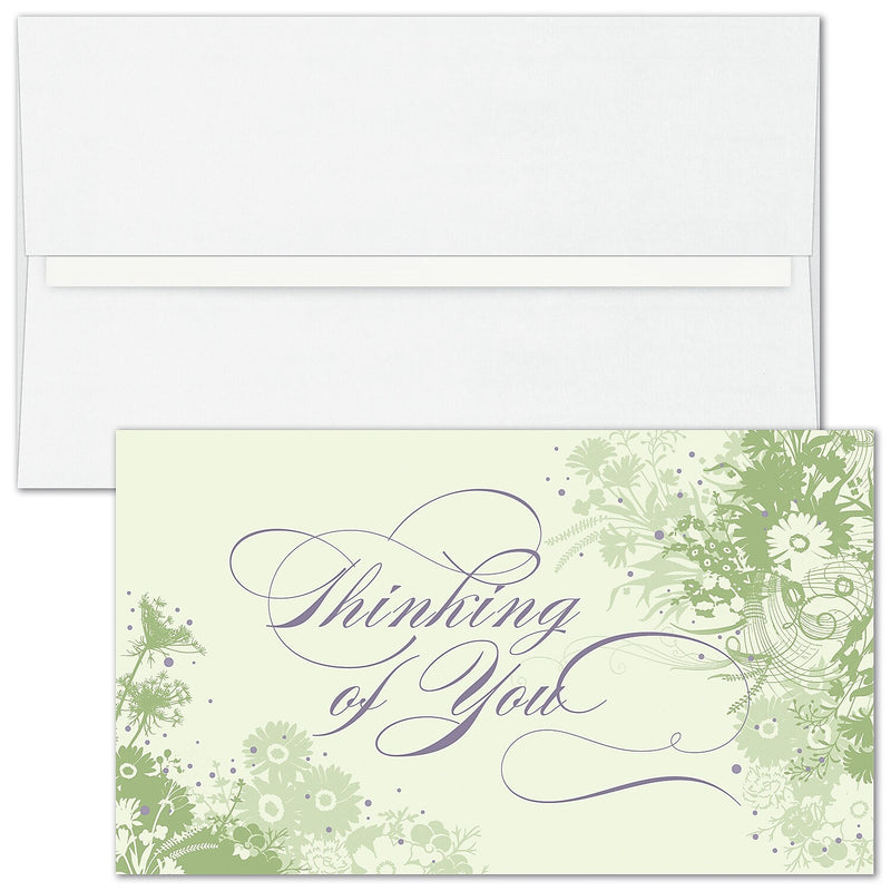 "Flowers and Foliage" Thinking of You Card w/ Unlined White Envelope, 50/BX