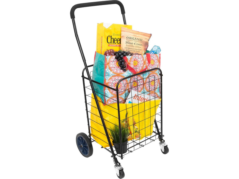 Mount-It! Small Rolling Utility Shopping Cart, 66 Lbs., Black (MI-907S)