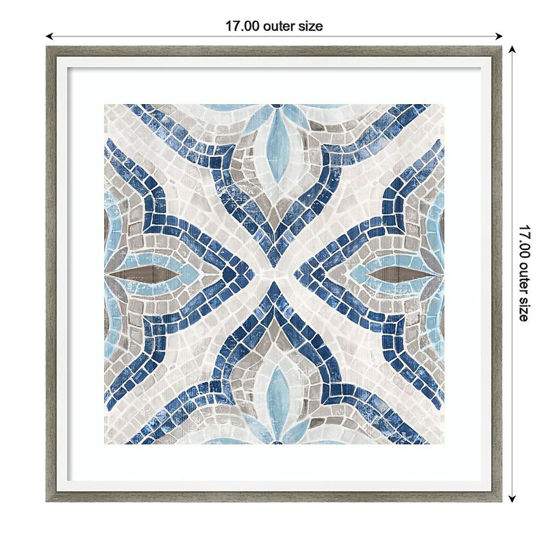 Amanti Art Blue Moroccan Tile by Eva Watts Wood Framed Wall Art Print, 17" x 17" (A42675547098)