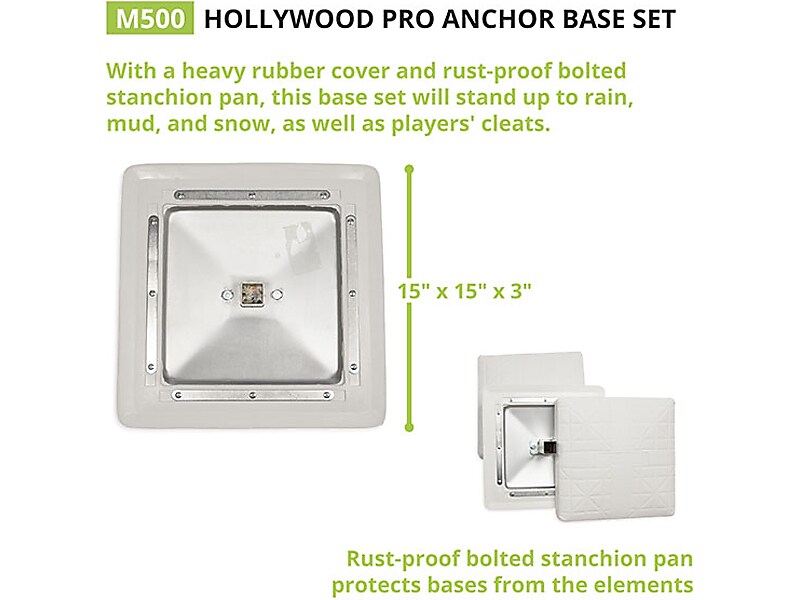 Champion Sports Hollywood Pro Baseball Anchored Base Set, White (M500)