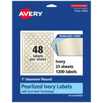Avery Laser/Inkjet Round Multipurpose Labels, 1" Dia., Ivory, 1200 Labels/Pack (94500)