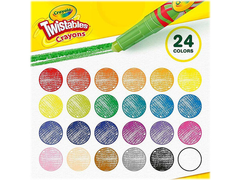 Crayola Twistables Mini Crayons, Assorted Colors, 24/Box, 12 Boxes/Carton (52-9724CT)