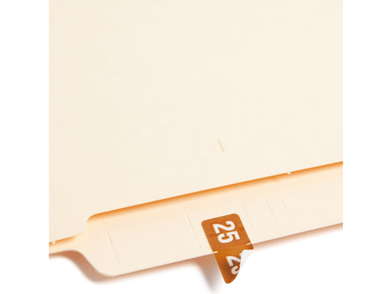 Smead "25" ETS Color-Coded Labels, 1" x 0.5" Brown, 25 Labels/Sheet, 10 Sheets/Pack (67925)