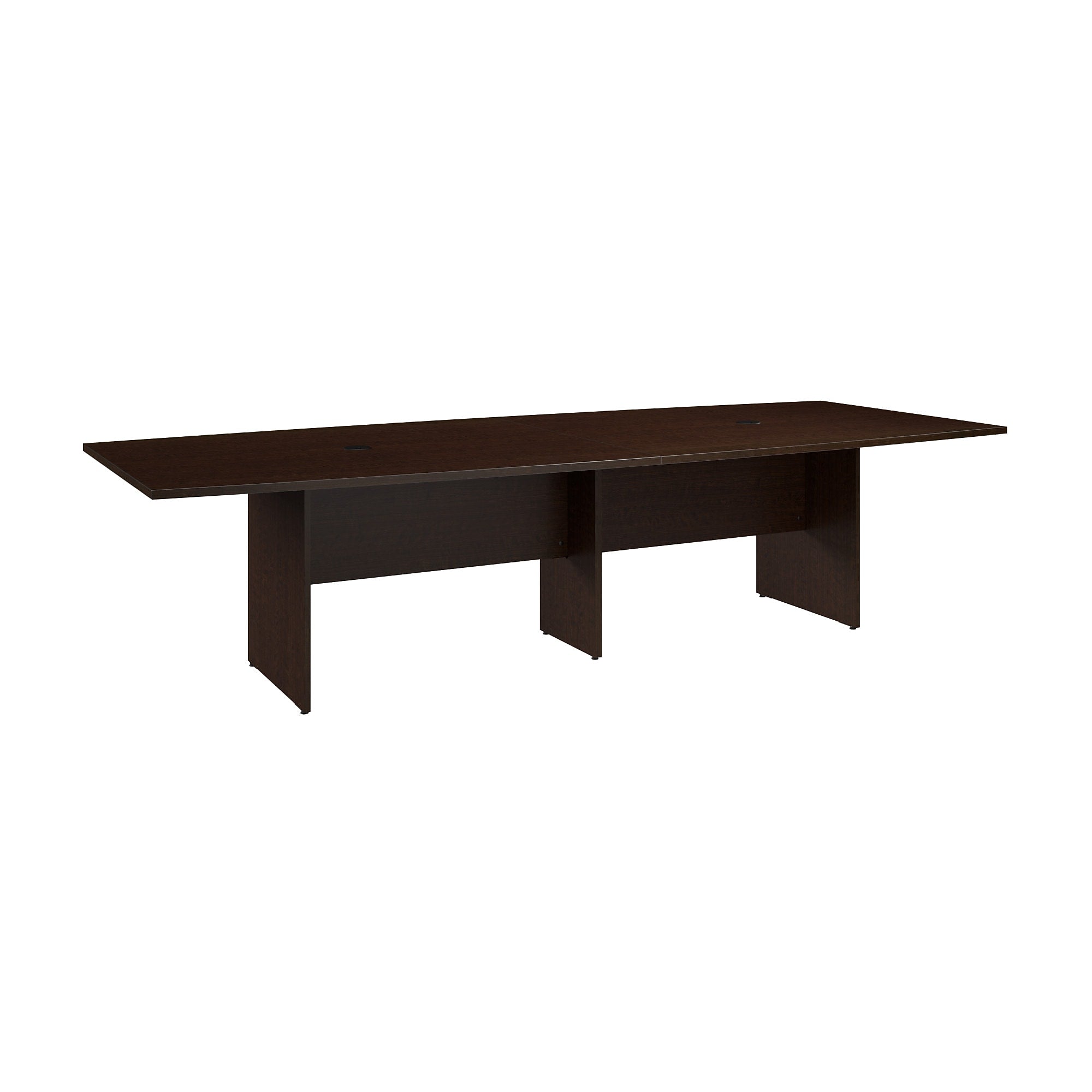 Bush Business Furniture 120W x 48D Boat Shaped Conference Table with Wood Base, Mocha Cherry (99TB12048MRK)