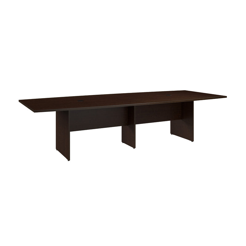 Bush Business Furniture 120W x 48D Boat Shaped Conference Table with Wood Base, Mocha Cherry (99TB12048MRK)