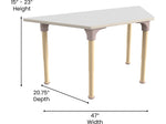 Flash Furniture Bright Beginnings Hercules Trapezoid Table, 47" x 20.75", Height Adjustable, Beech/White (MK-ME088028-GG)