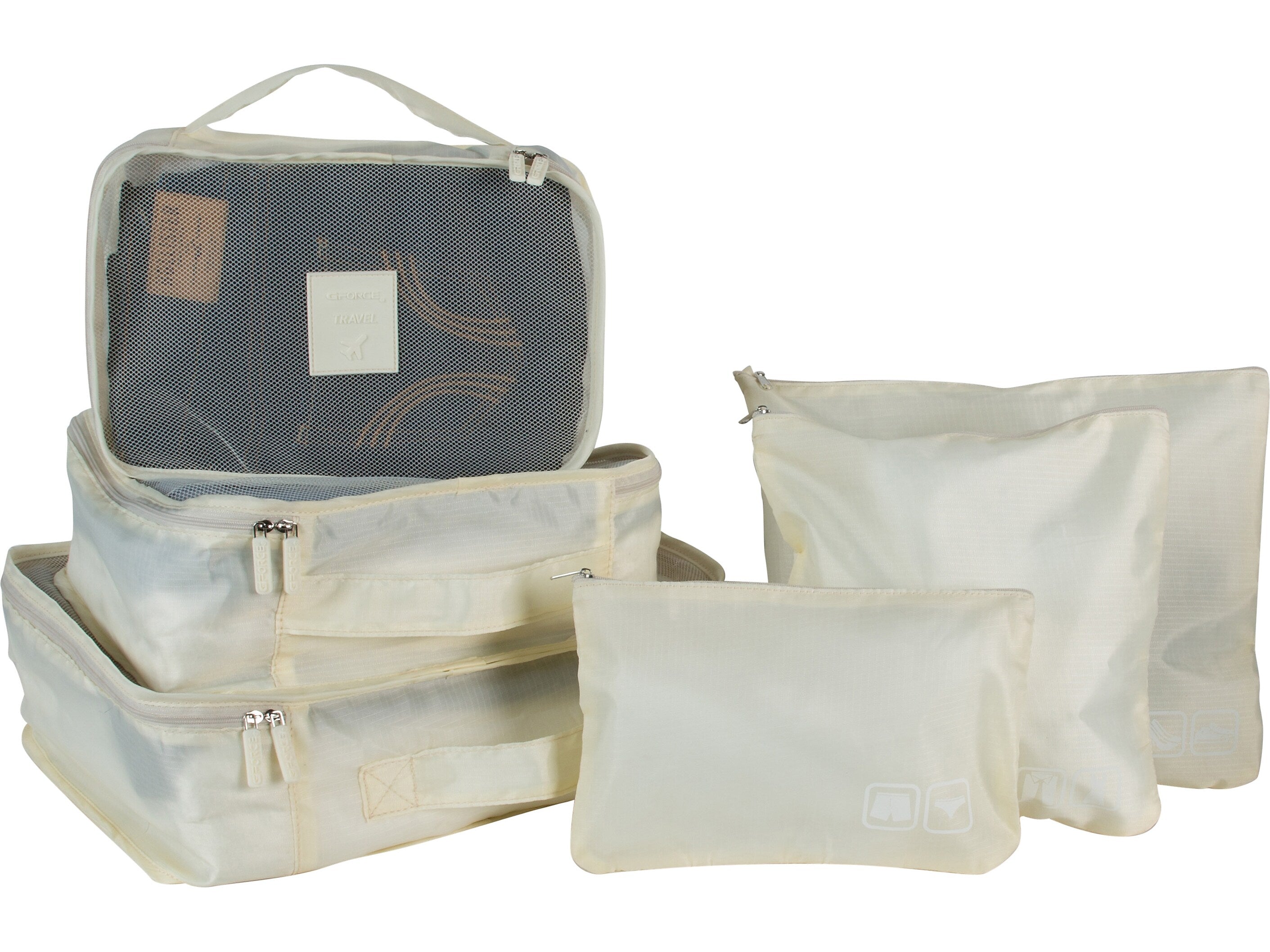 G Force 6-Piece Fabric Travel Pouch Set, Water Resistant, Cashmere (27105-CASHMERE)