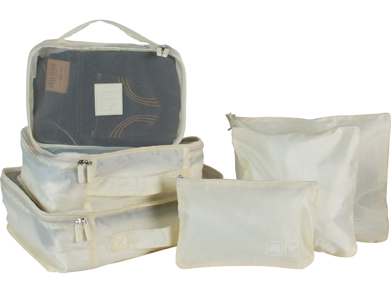 G Force 6-Piece Fabric Travel Pouch Set, Water Resistant, Cashmere (27105-CASHMERE)