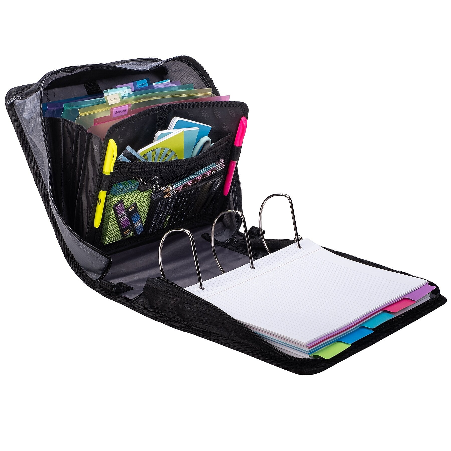 Case It King Sized Zip Tab 4" 3-Ring Zipper Binders, D-Ring, Purple (D-186 PUR)