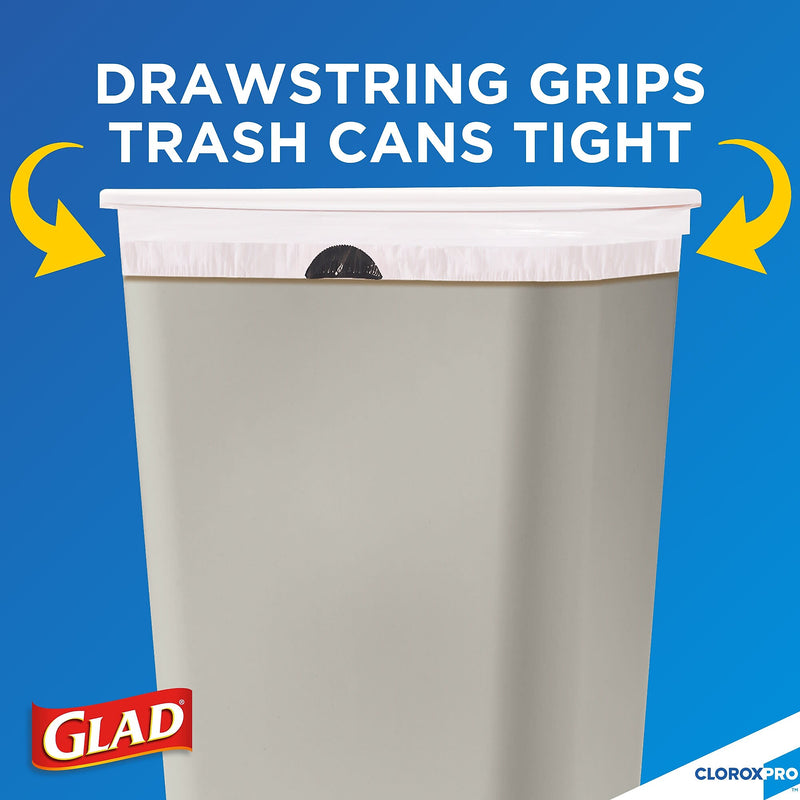 Glad 13 Gallon Trash Bag, 8.5"x8.5", Low Density, .72 mil, White, 100 Bags/Box (CLO 78526)