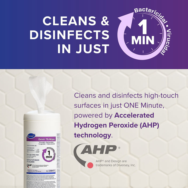 Diversey Oxivir Tb Disinfecting Wipes, 60 Wipes/Container, 12/Carton (5388471)